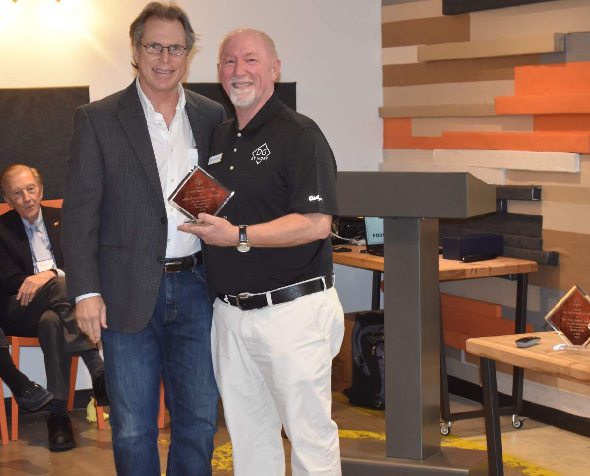 Boomer Brown presents the Founder's Award to Chris Duke