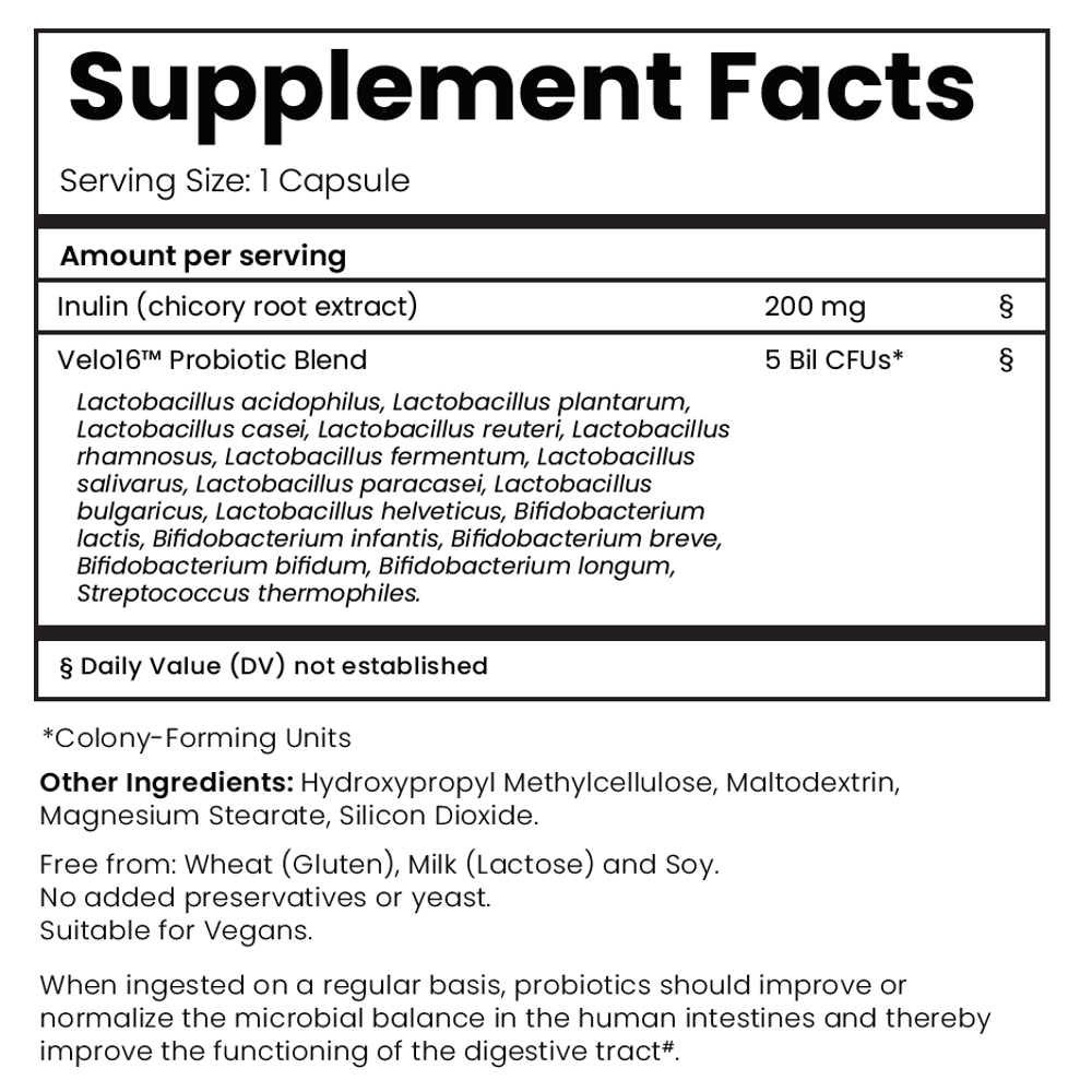Velo16 - Supplement Facts'