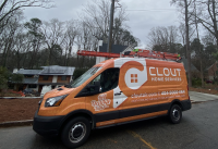 Clout's Iconic Big Orange Van at Customer's Home