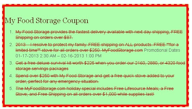 My Food Storage Coupon'