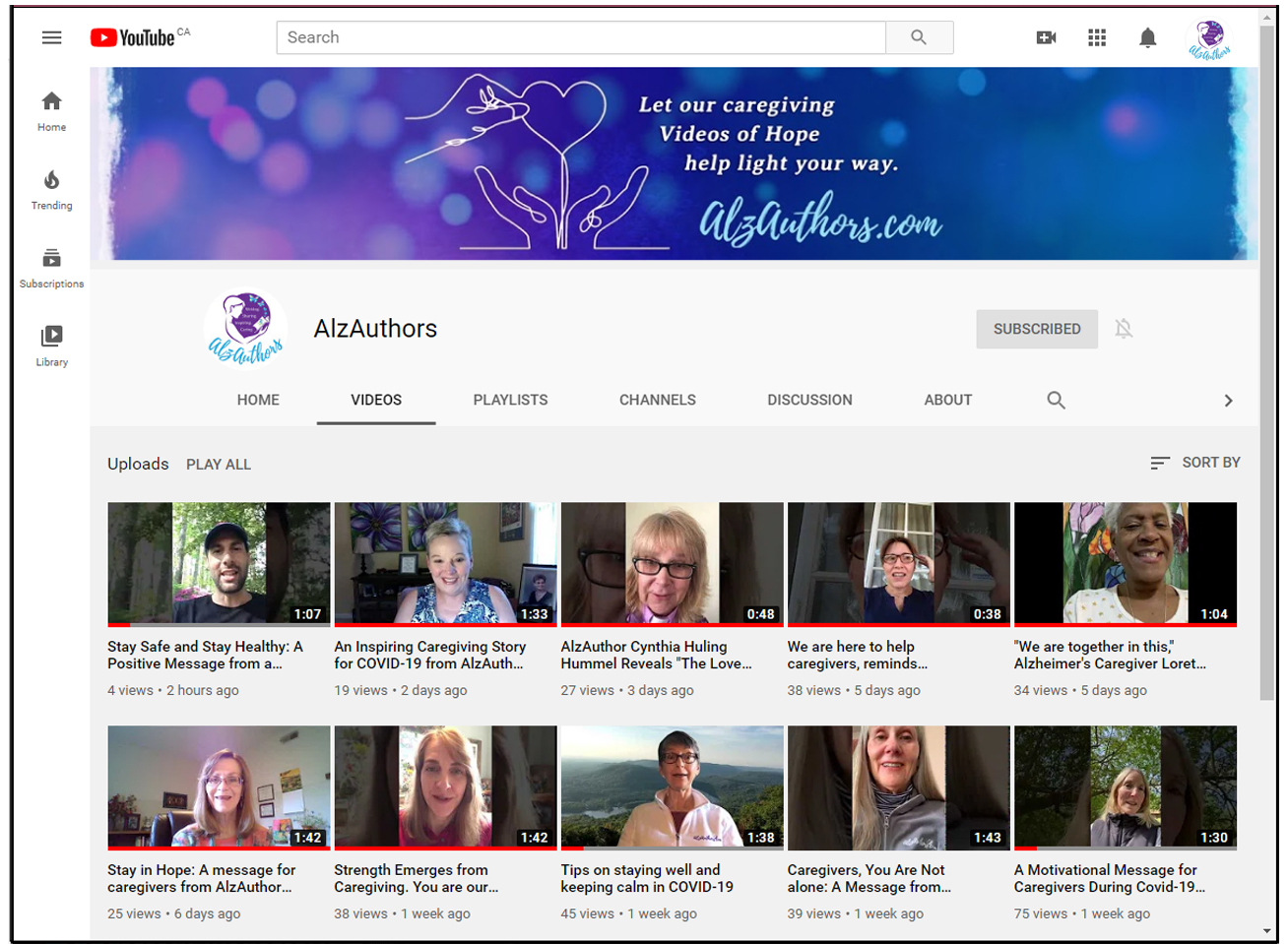 AlzAuthors Videos of Hope on YouTube