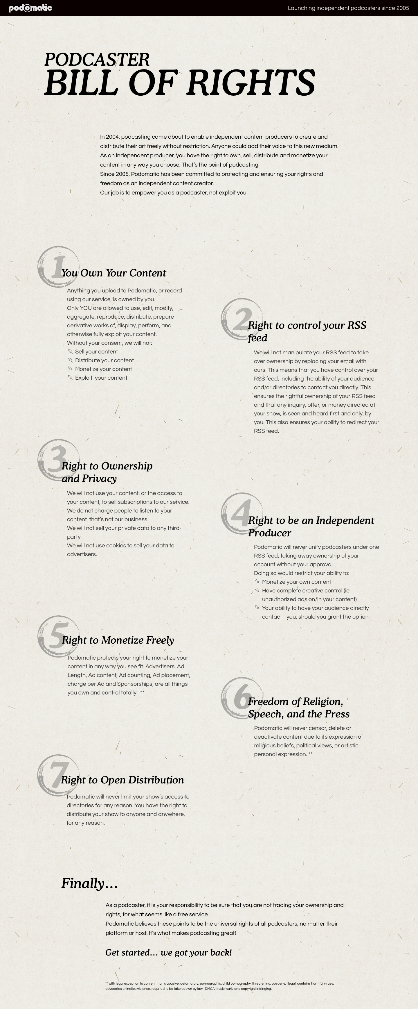 Podcaster Bill of Rights