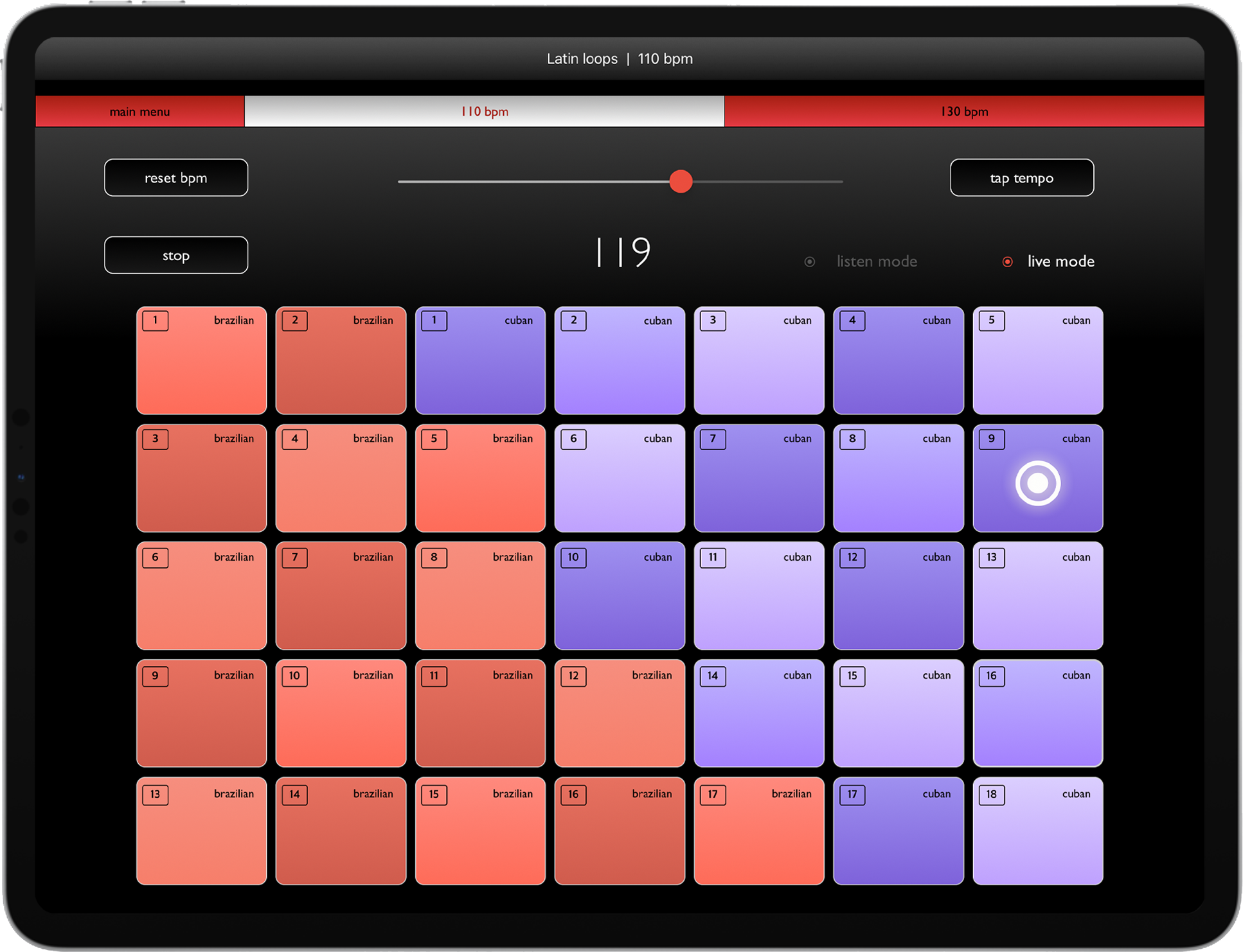 iPad Latin chapter, live mode'