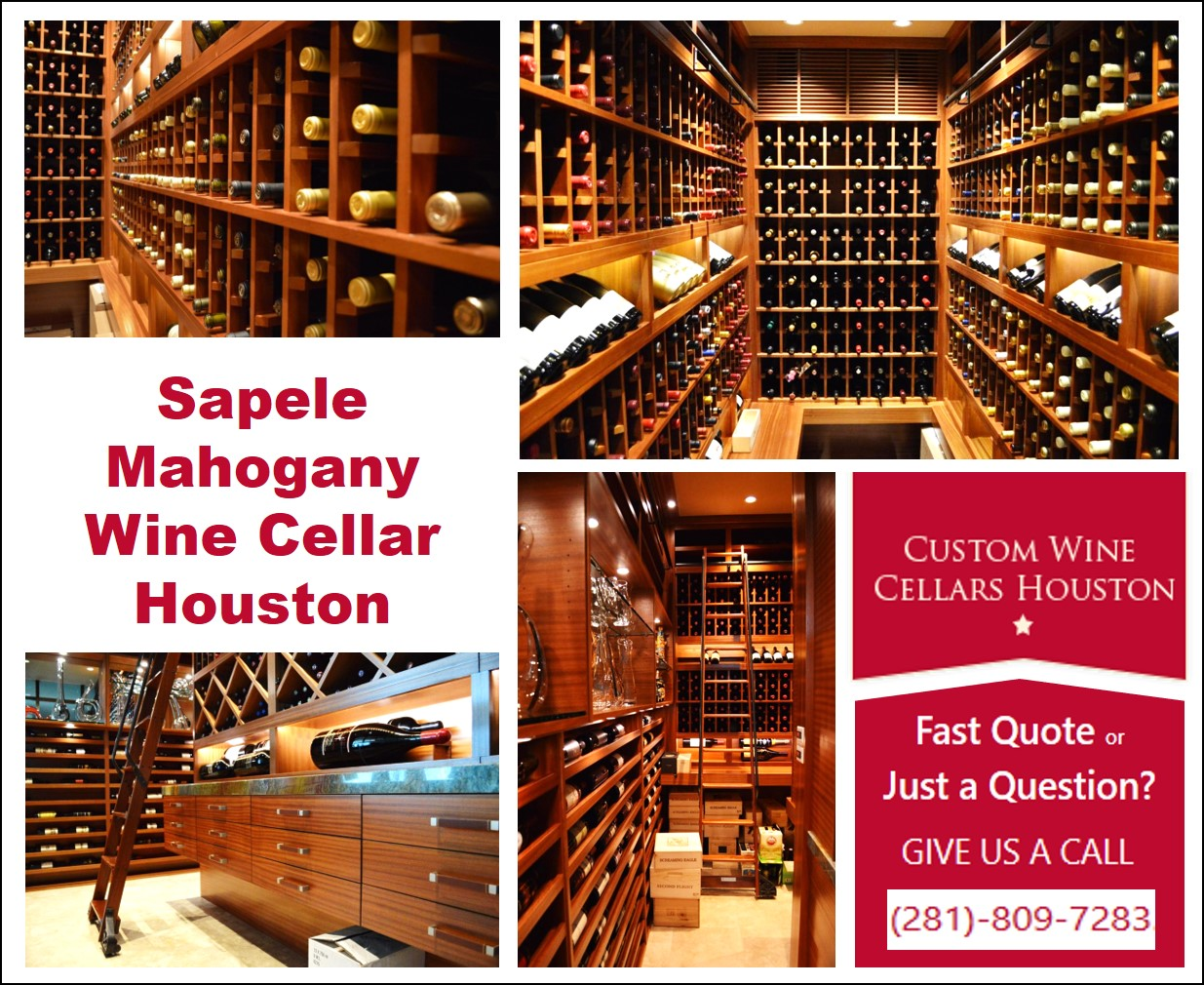 Sapele Mahogany Wine Cellar Project by Houston Builders'