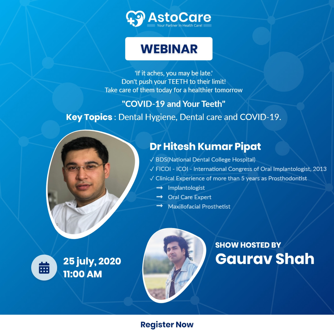 Covid-19 and Your Teeth! AstoCare Free Webinar on 25 July  2'