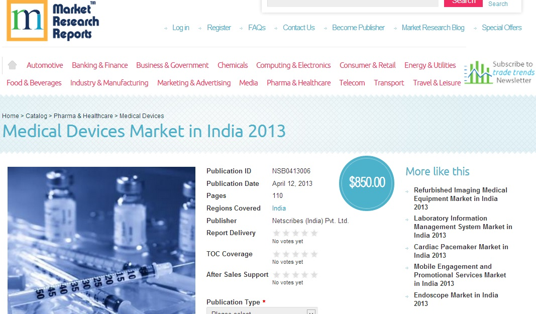 India's Medical Devices Market Research Report'