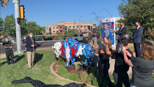 Blaze the bison unveiling'