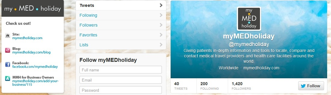 myMEDholiday.com - Twitter Page