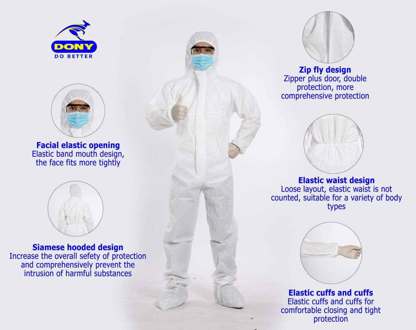 Dony Disposable protective coverall, Medical Isolation gown