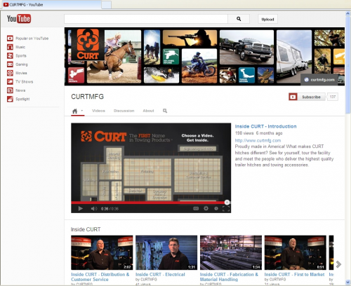 CURT Manufacturing YouTube Page'