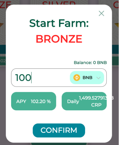 Cross Finance yield farming