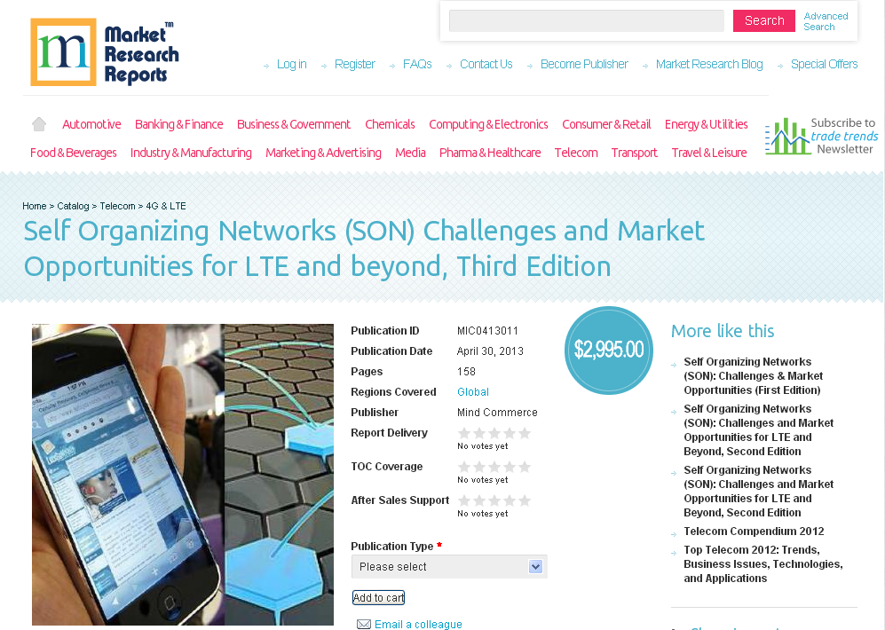 Self Organizing Networks (SON) Challenges and Market Opportu'
