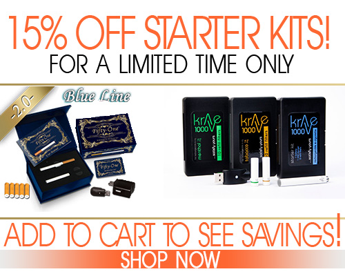 Sale on all electronic cigarette starter e-cigarette kits'