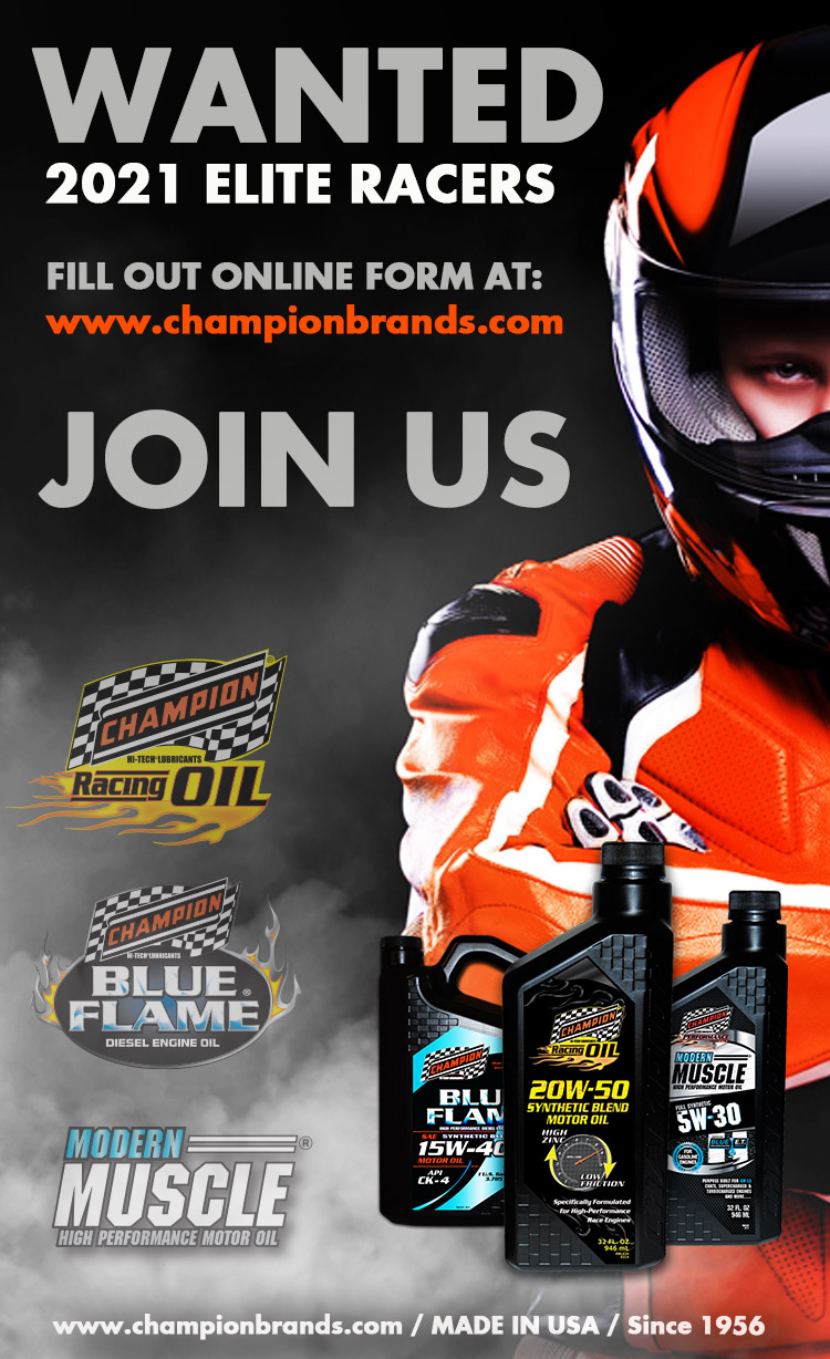 Champion Racing Oil Announces 2021 ELITE RACER Program