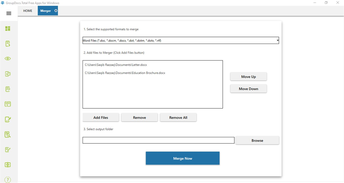 Document Merger Module View'