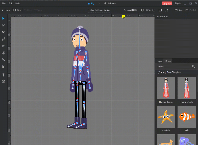 Mango Animate Character Maker - Bone rigging'