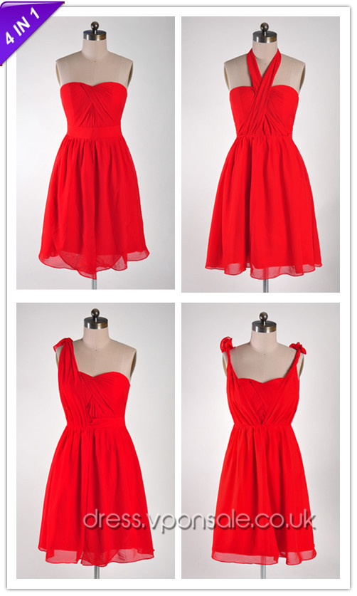 4in1 Short Convertible Bridesmaid Dresses from Vponsale UK'