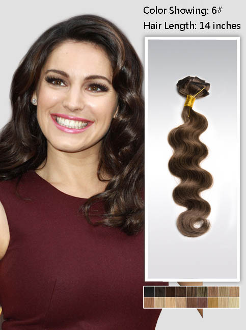brown wavy hair extension'