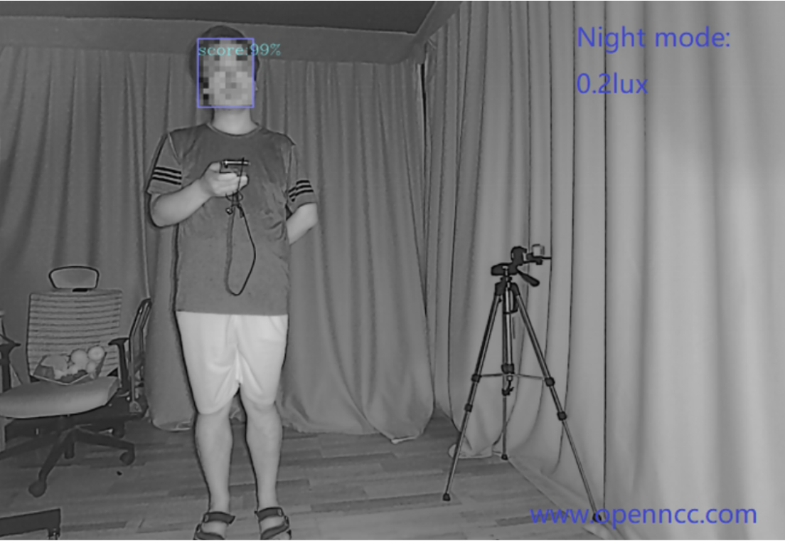 Face blurry night vision AI Camera OpenNCC Nighthawk