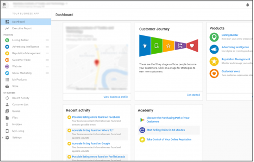 Business Center Dashboard for Small Businesses'