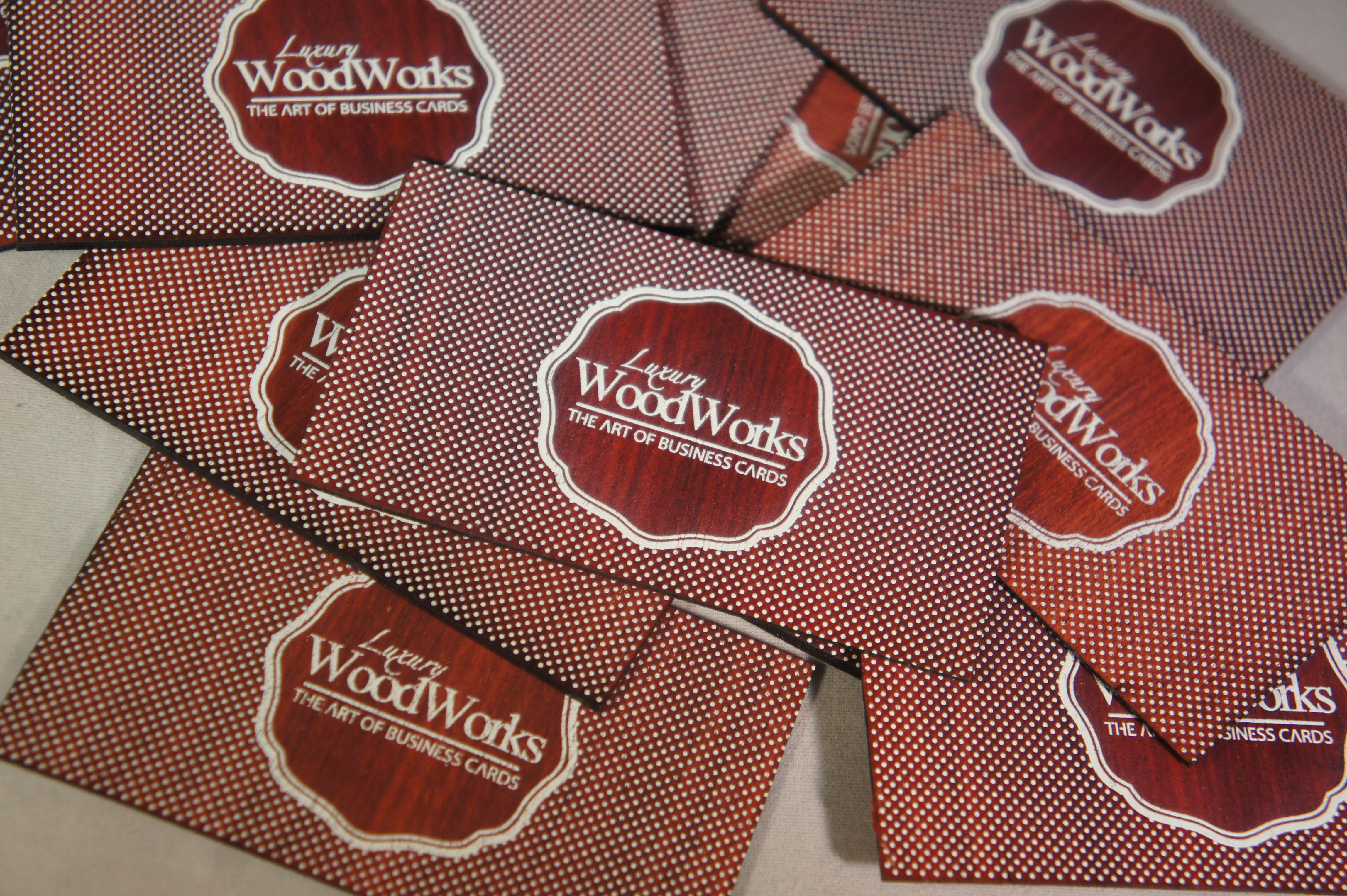 White Printed Wooden Business Cards'