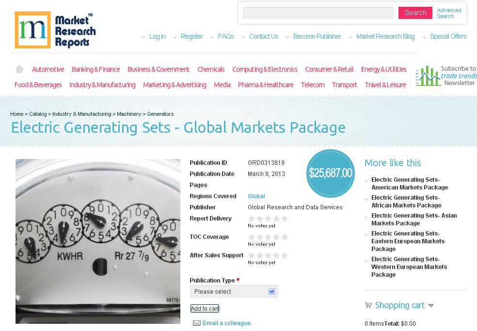 Electric Generating Sets - Global Markets Package'