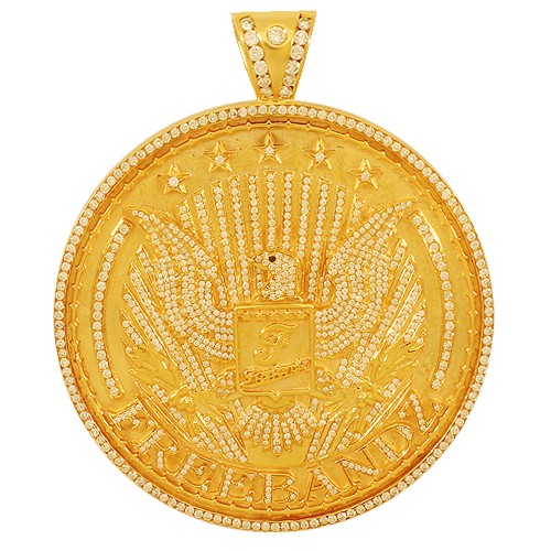 Custom Yellow Gold Diamond Freebandz Pendant'