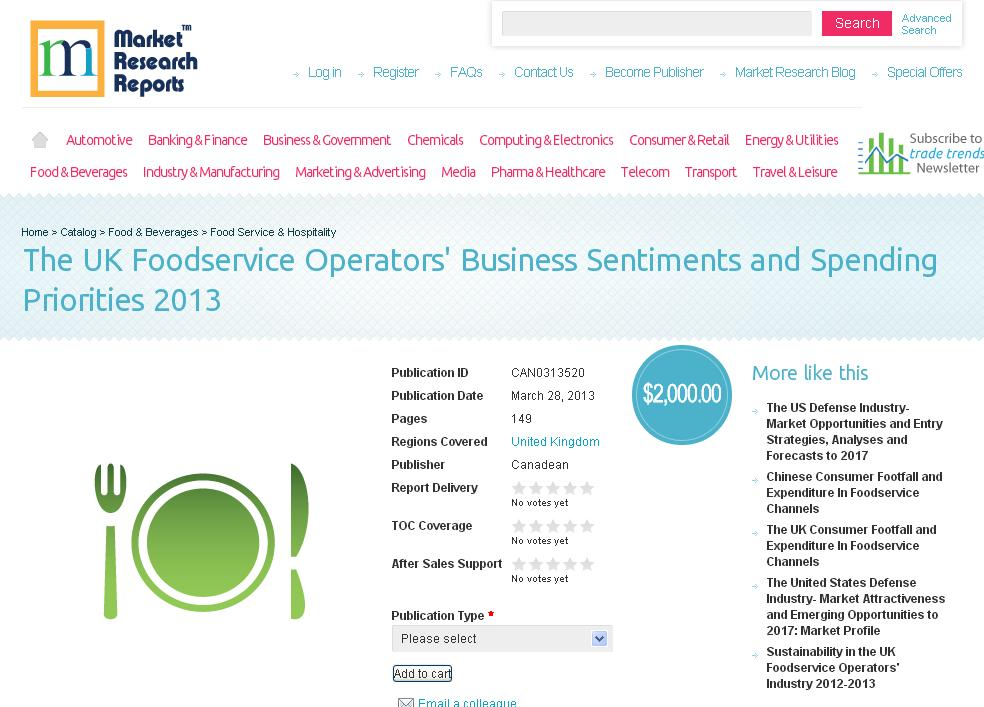 UK Foodservice Operators Business Sentiments Priorities 2013'