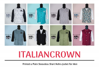 Printed & Plain Sleeveless Short Nehru Jacket For Men – Italiancrown Logo