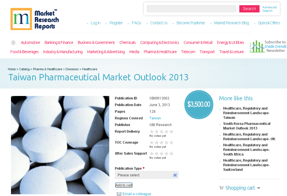 Taiwan Pharmaceutical Market Outlook 2013 Research Report'