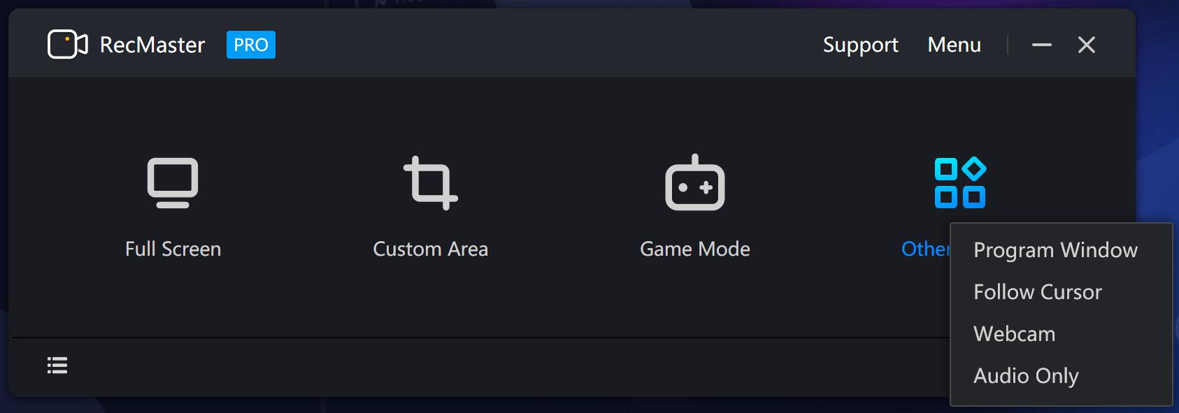 RecMaster - Screen Recorder Main Interface