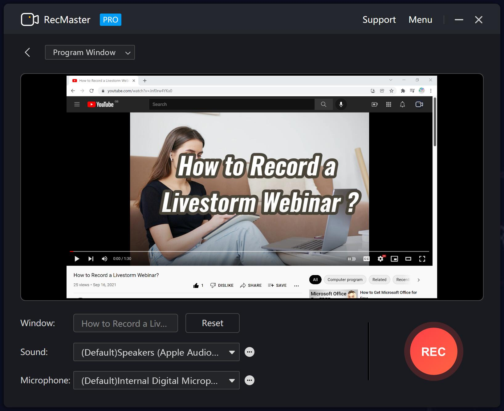RecMaster Screen Recorder - Program Window Recording