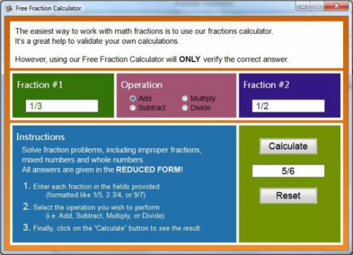 fractions calculator'