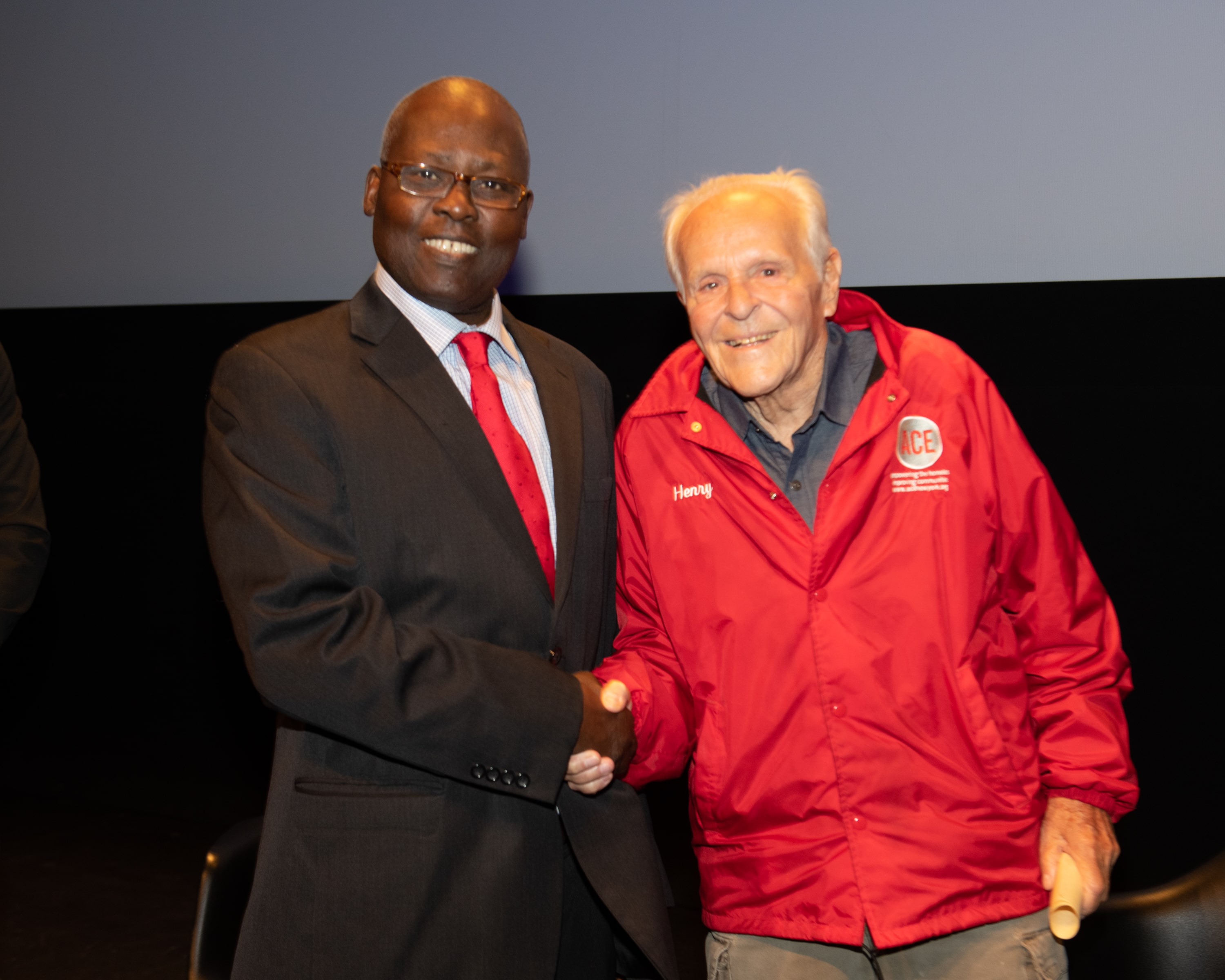 ACE Founder Henry Buhl and Chiekh D., a graduate who spoke a'