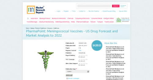 Meningococcal Vaccines- US Drug Forecast and Market Analysis'