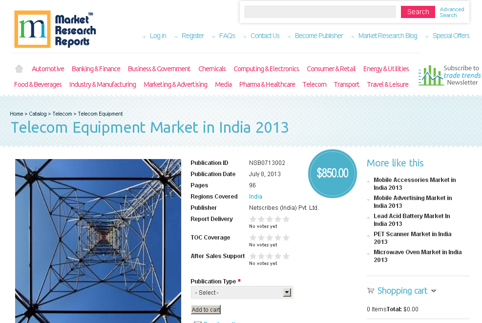 Telecom Equipment Market in India - 2013'