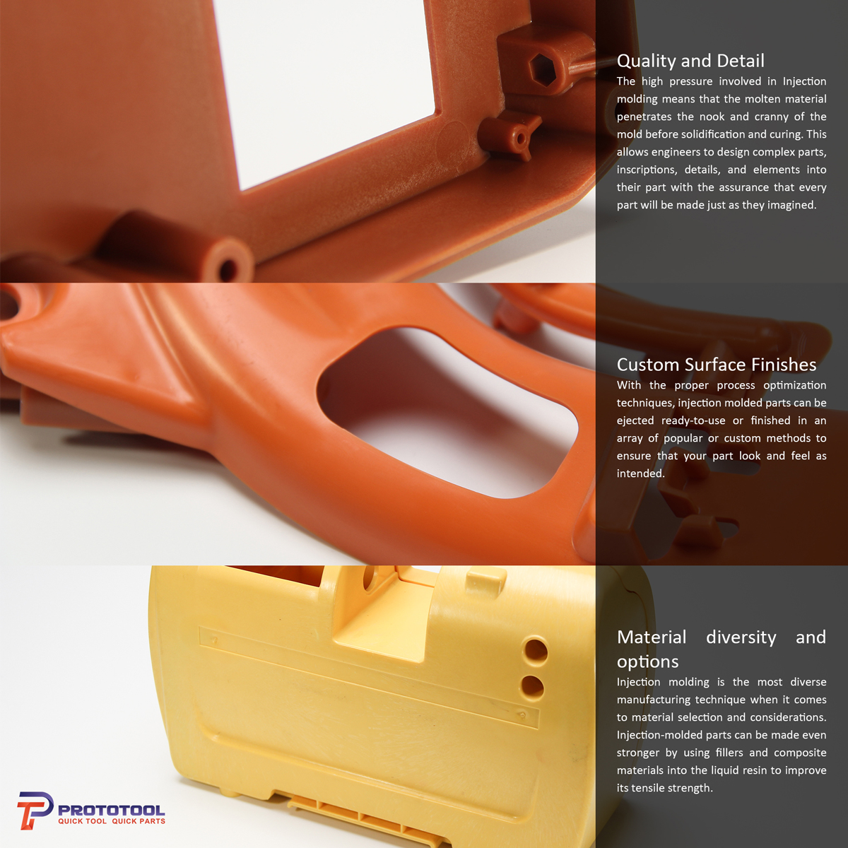 injection molding parts made by Prototool'