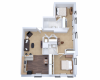 3D Apartment Floor Plan Sample'