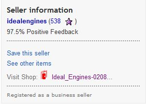 Ideal Engines & Gearboxes eBay Ratings'