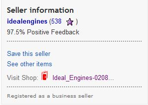 Ideal Engines &amp; Gearboxes eBay Ratings'