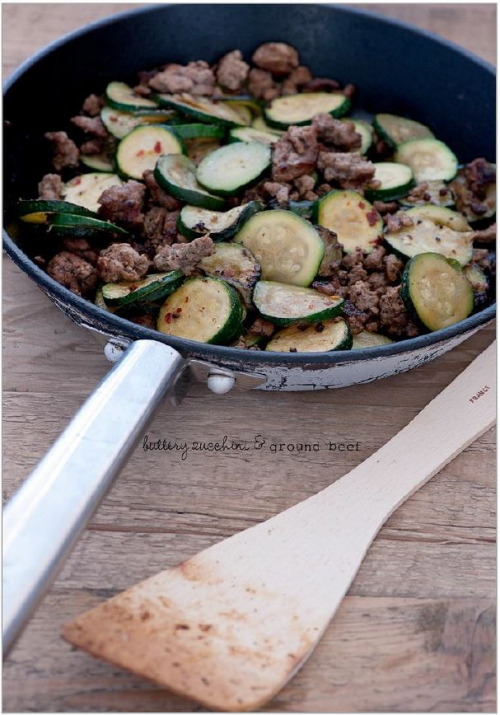 buttery zucchini and ground beef'