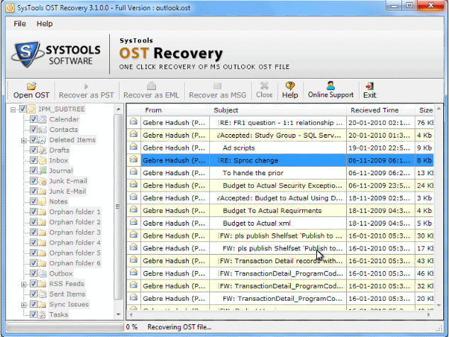 OST Recovery'