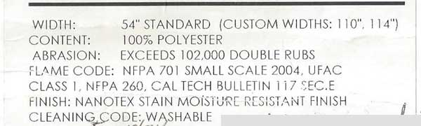 Flammable Fabric Label'