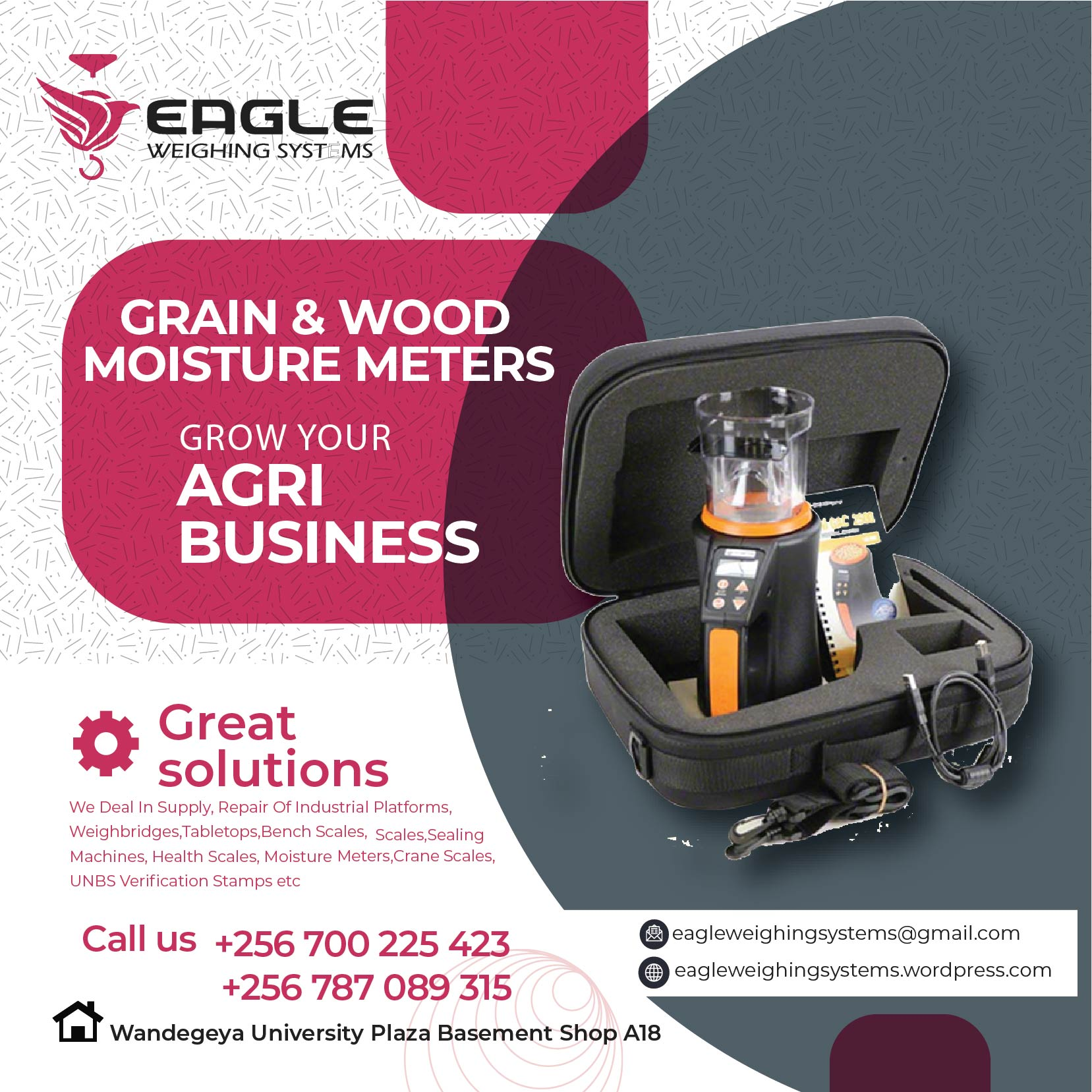 Handheld moisture meter for cereals'