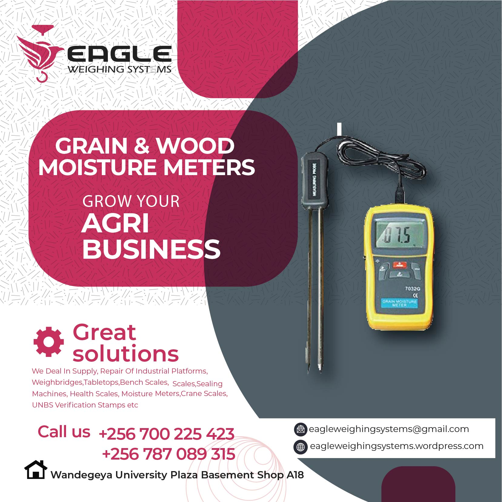 Digital coffee beans moisture meter with probe length 200mm'