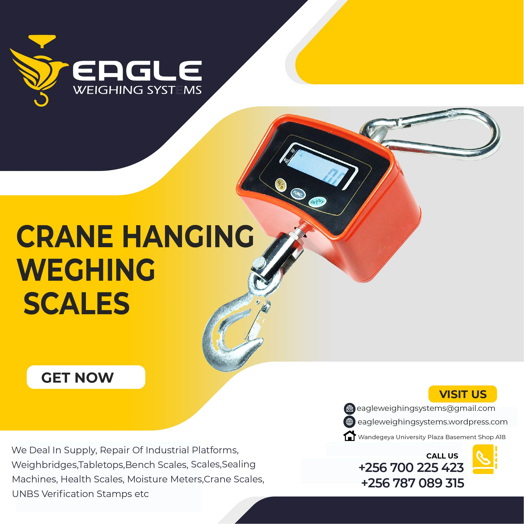 Crane Scales for luggage at Eagle Weighing Scales'