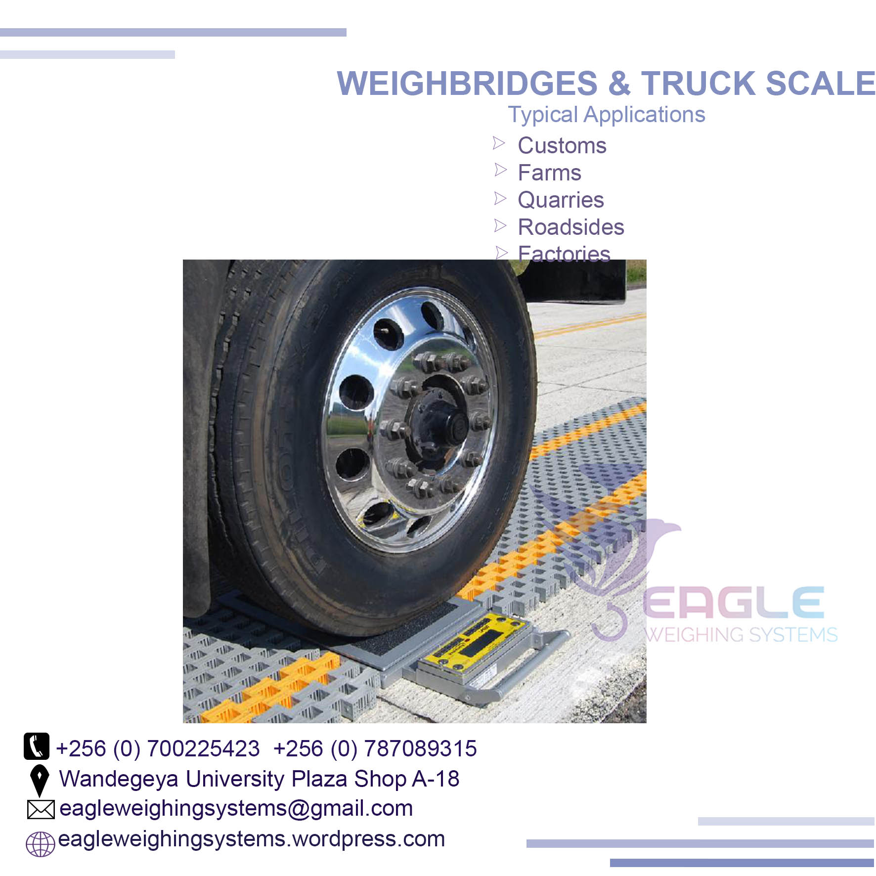 Weighbridges Installed in low-depth pit or above ground'