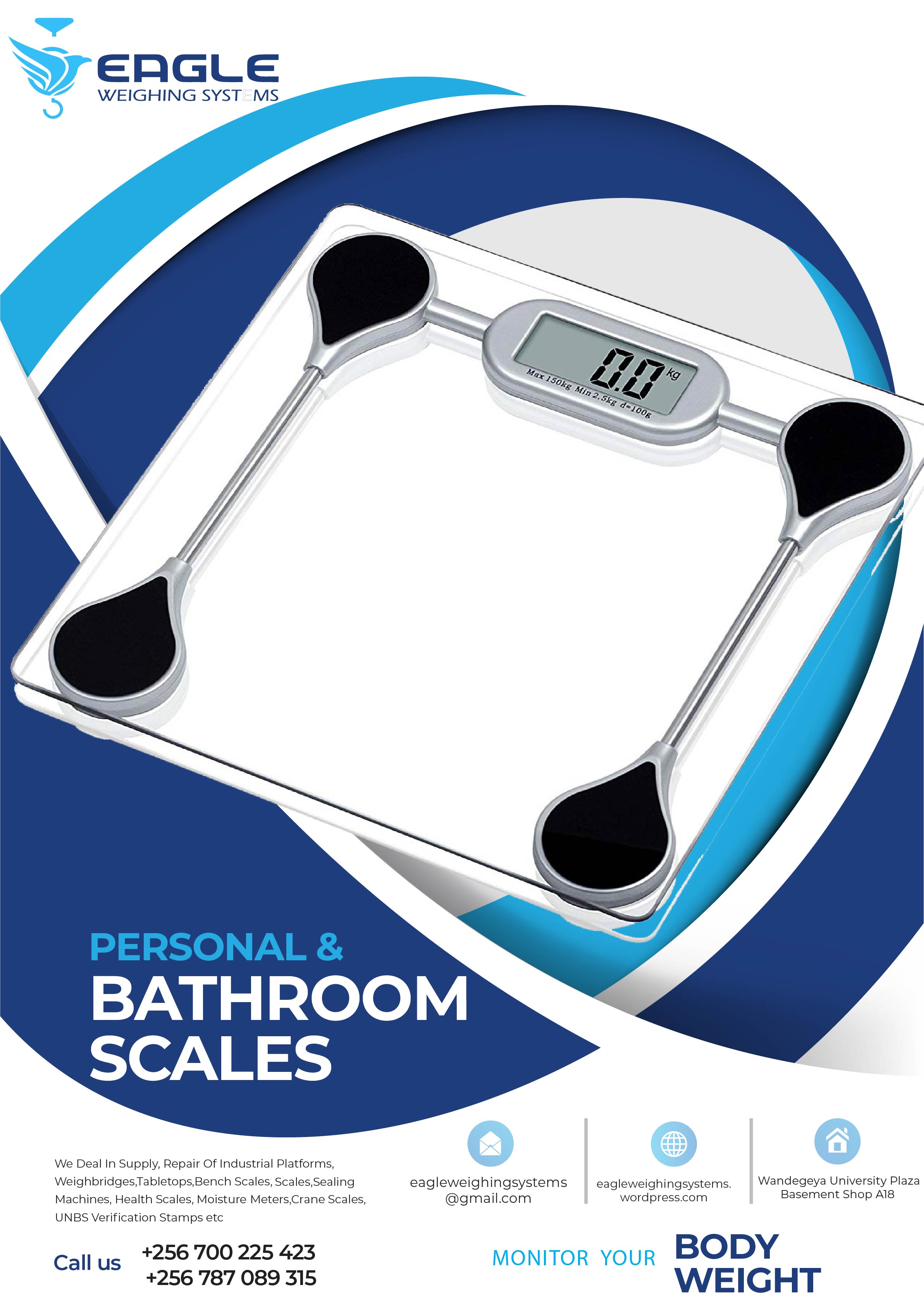 Ultra-portable personal weighing scales for the gym,bathroom'