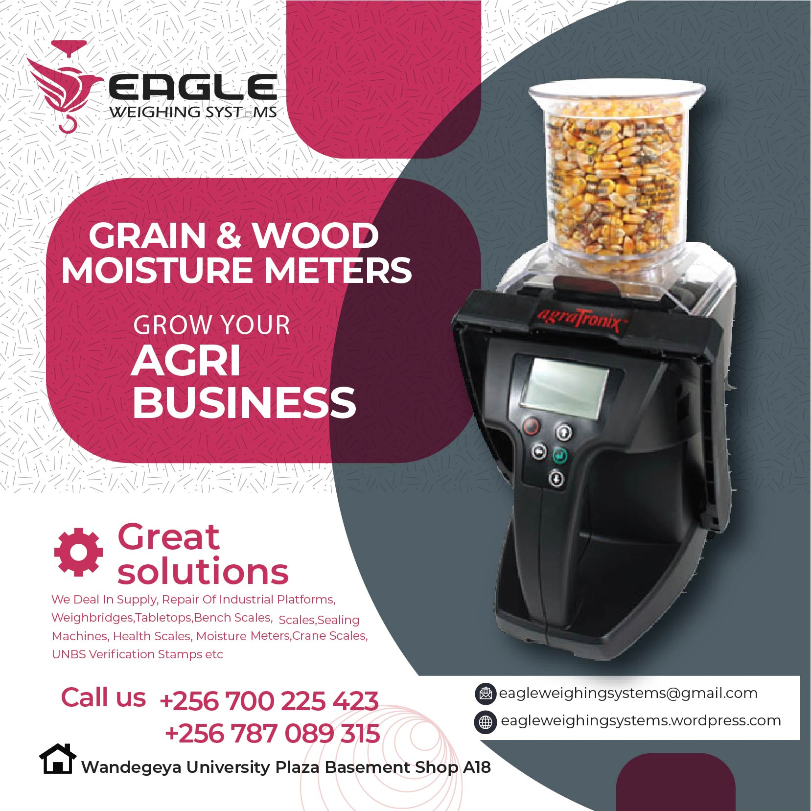 Handheld moisture meter for cereals'