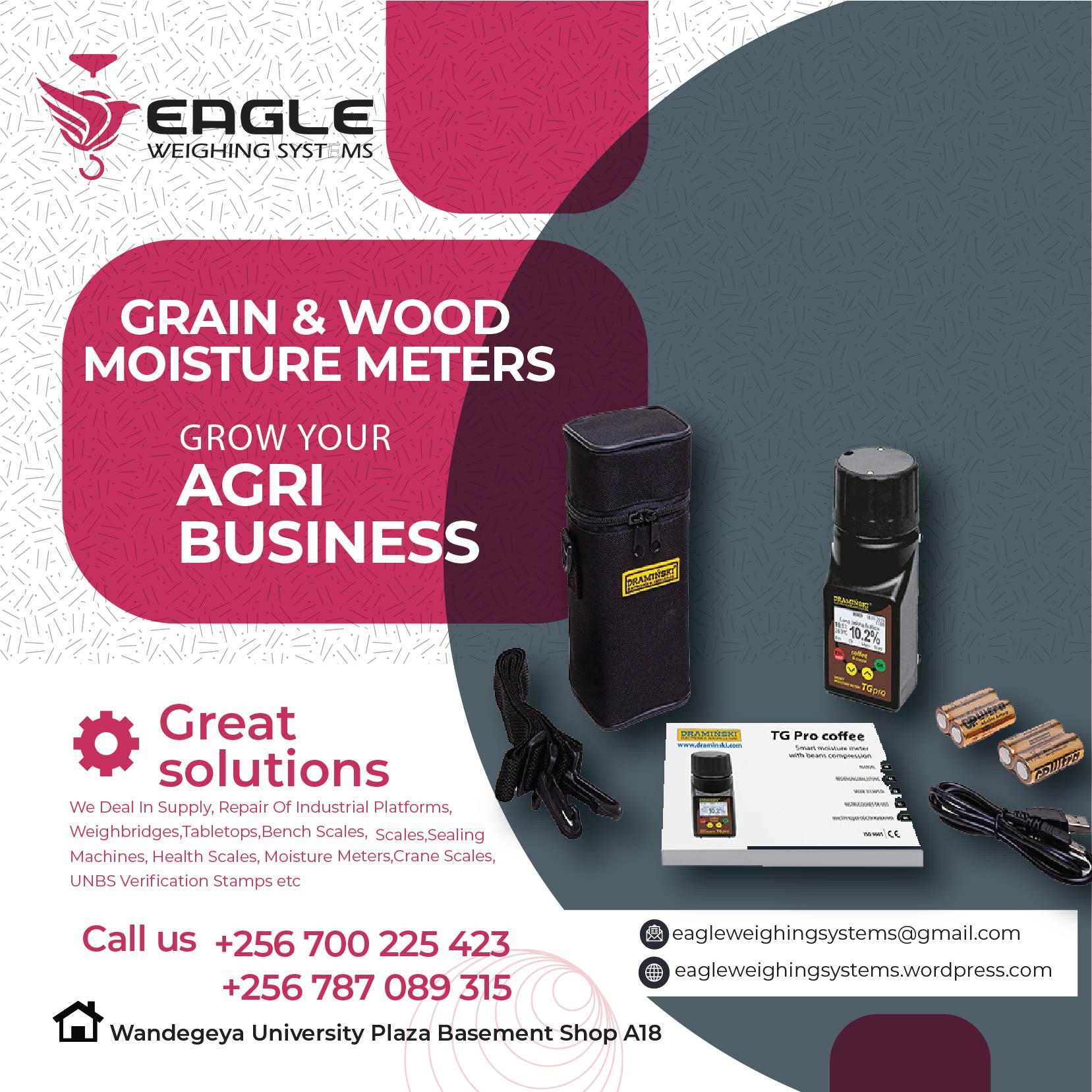 Moisture meters for cocoa and coffee'